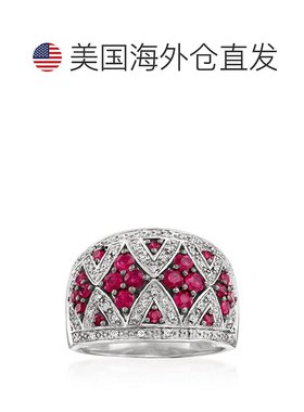 自营 Ross-Simons Ruby and . Diamond Dome Ring in Sterling Si