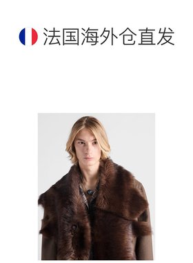 自营欧洲直邮Prada普拉达 男士锡色/黑色金属钩扣式开合项链吊坠