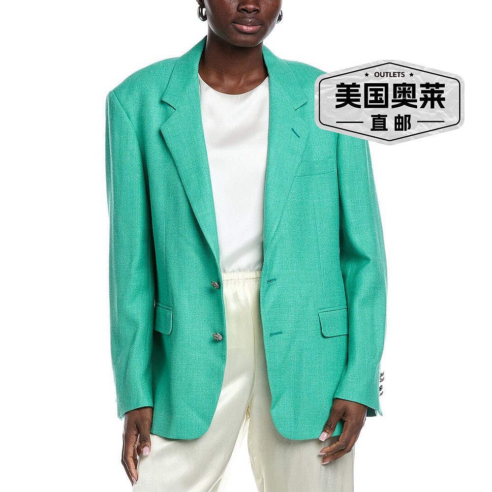 自营Etro Wool, Silk & Linen-Blend Blazer - green 美国奥莱直 - 图0