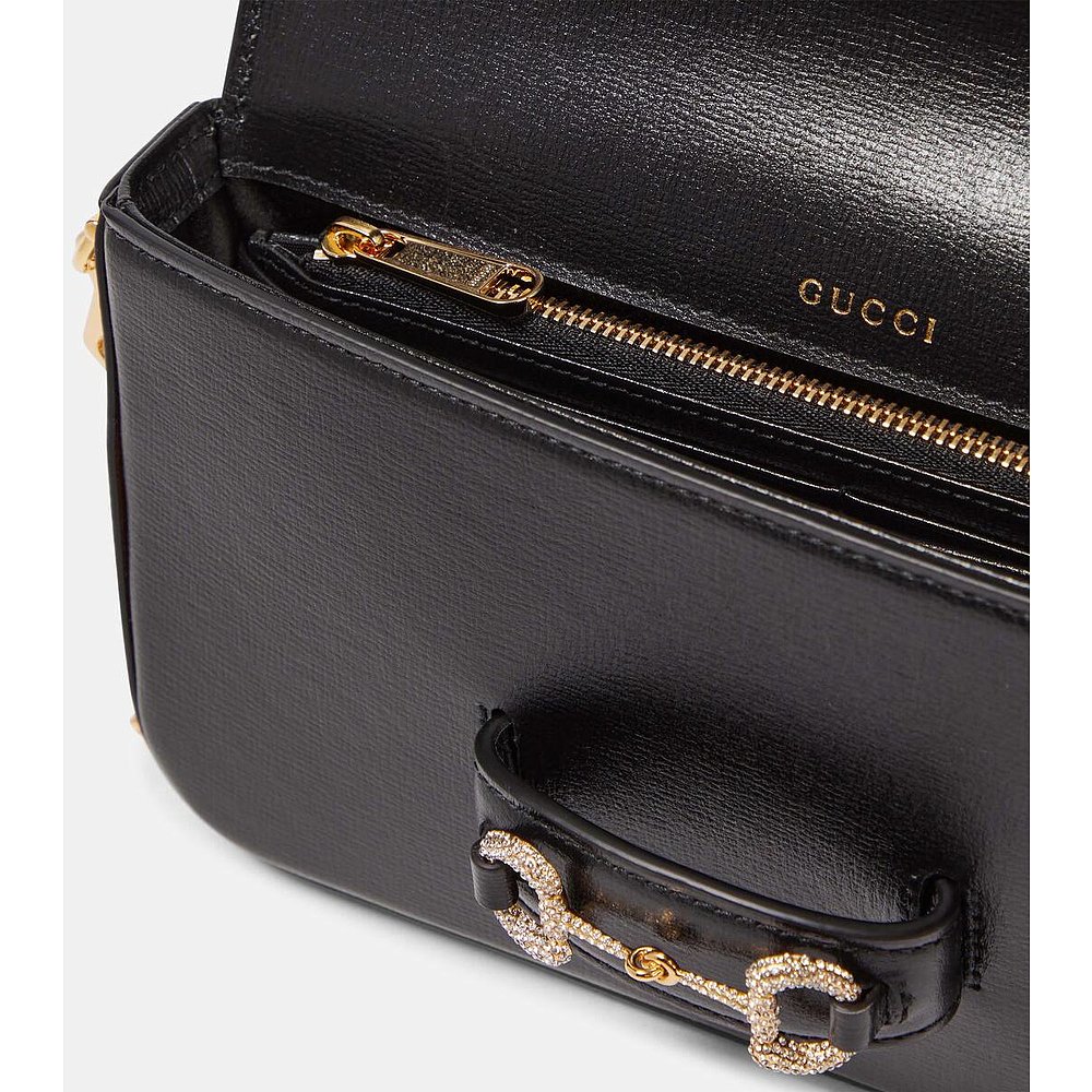 潮奢 Gucci 女士Gucci Horsebit 1955 leather shoulder bag 单肩 - 图1