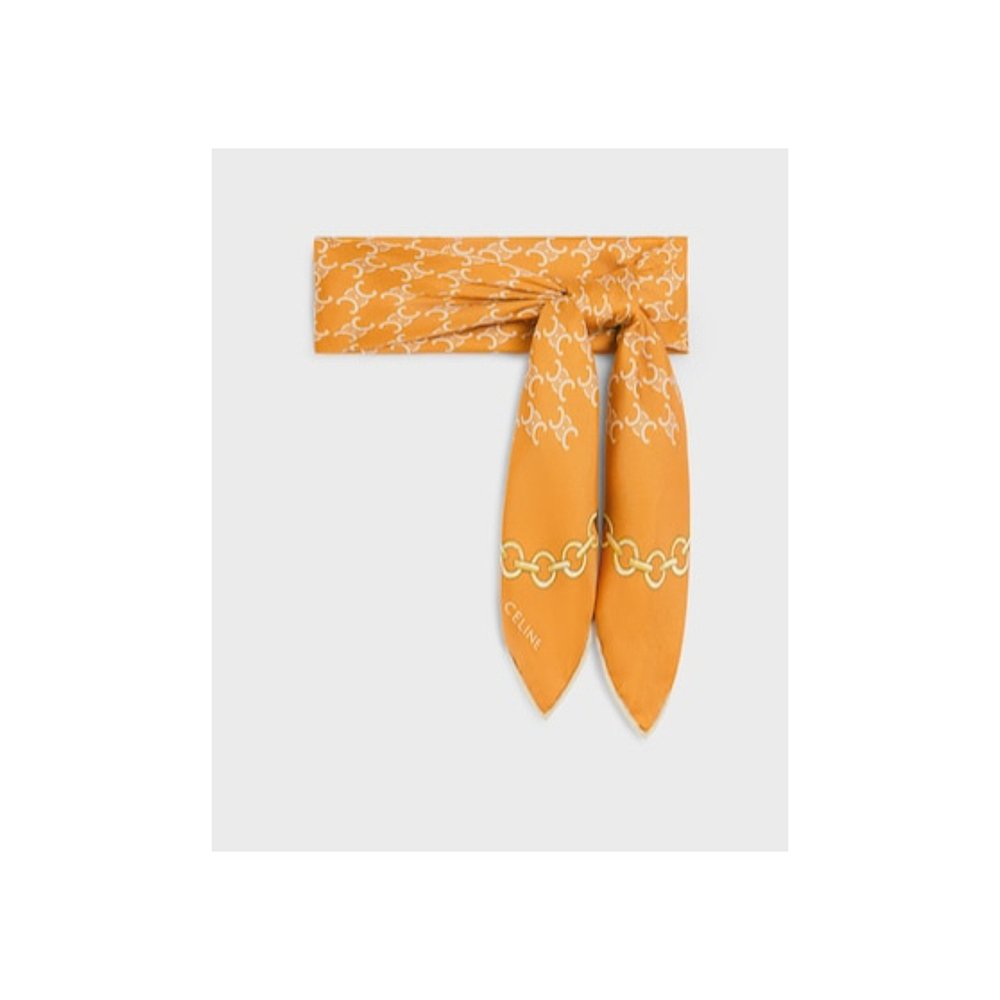 香港直邮CELINE 女士围巾 2AWB60ZV1GDN1 AW2025 黄色 HERITAGE丝 - 图0