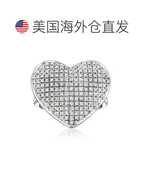 自营Ross-Simons Pave Diamond Heart Ring in Sterling Silver -