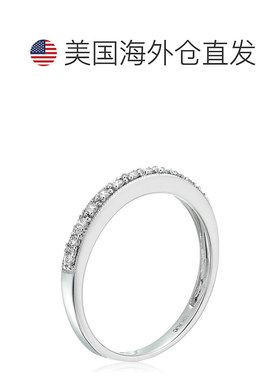 自营vir jewels1/6 克拉女士钻石婚戒，10K 白金锯状滚边小钻石婚