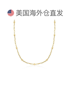 自营Ross-Simons 18kt 黄金珠站回形针链项链 - 20 英寸 美国奥莱
