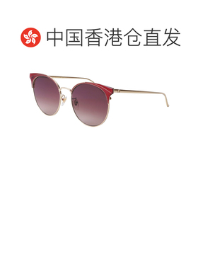 1h可退 香港直邮GUCCI 女士眼镜 GG0402S002 AW2021 红色 徽标细