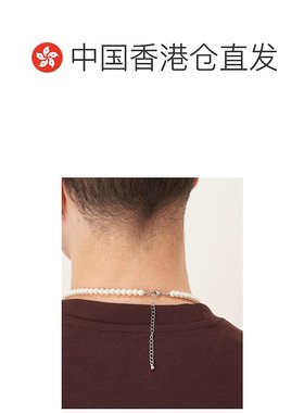1h可退 香港直邮潮奢 ASOS 男士 6mm 设计短款玻璃人造珍珠项链()