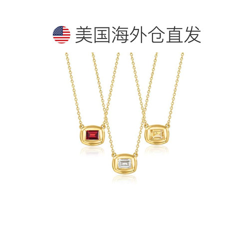 自营Ross-Simons Framed Birthstone Necklace in 18kt Gold Over - 图1