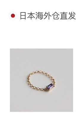 1h可退 日本直邮cui-cui 铂金10K 链条戒指 单条 嵌坦桑石 11号 7