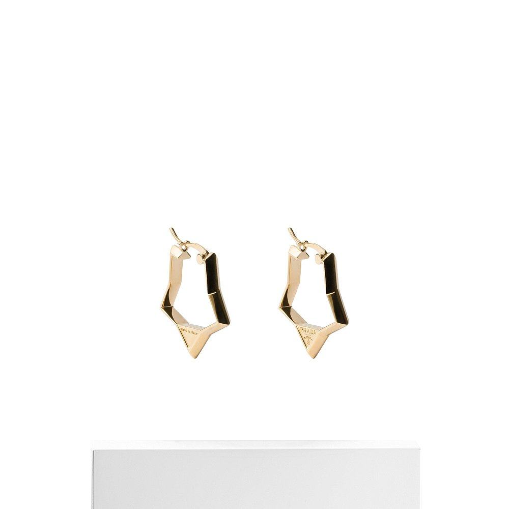 PRADA 女士耳饰 1IO2062C41F0056 SS2025 金色 几何耳环 - 图3