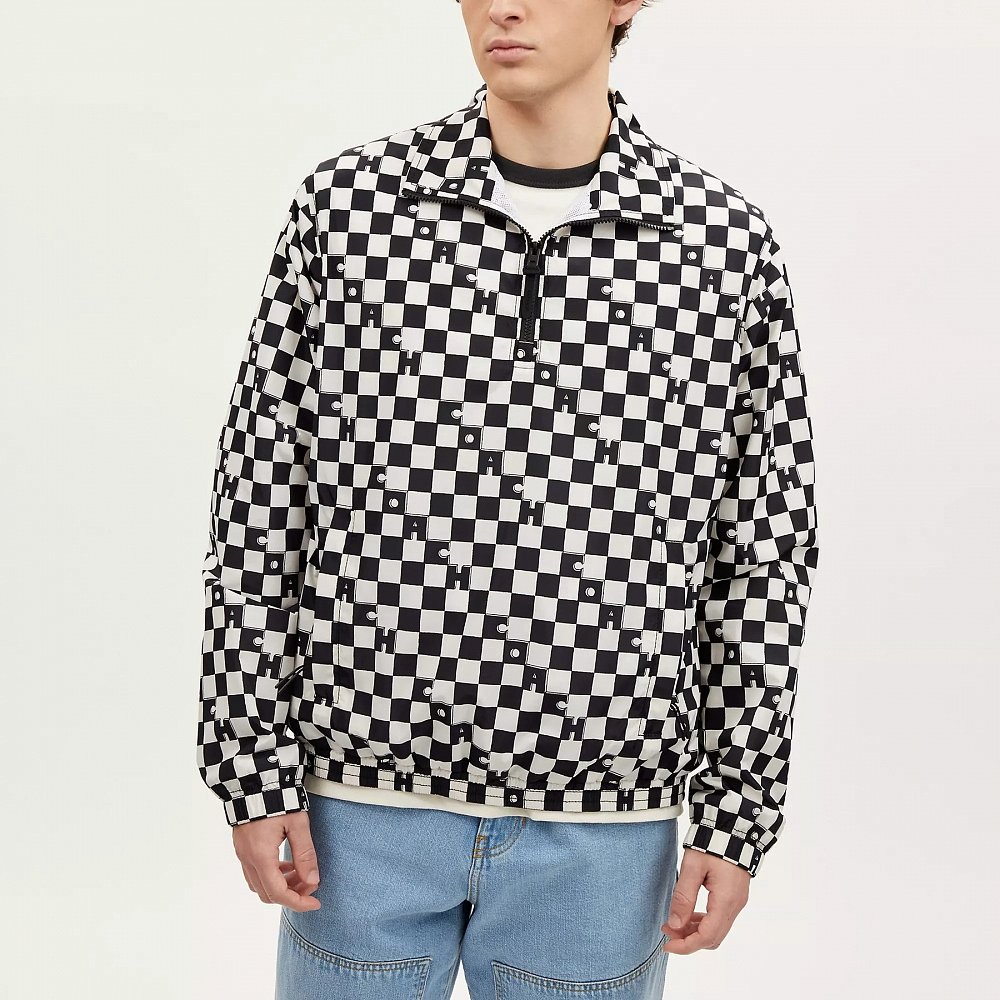 美国直邮Coach Checkerboard Quarter Zip Windbreaker 黑白款 - 图2