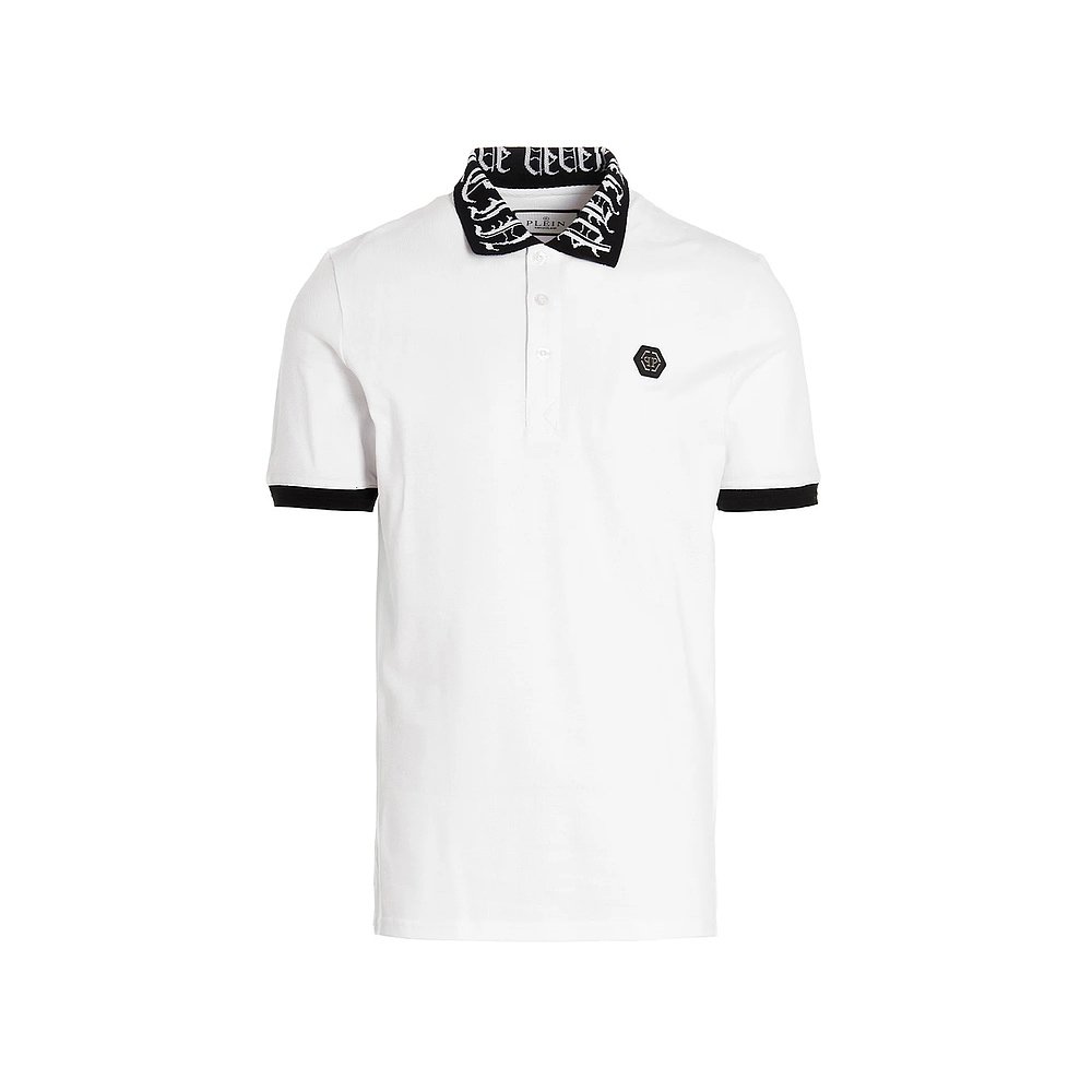 香港直邮PHILIPP PLEIN 男士白色棉质半袖Polo衫 MTK5721-PTE003N - 图0