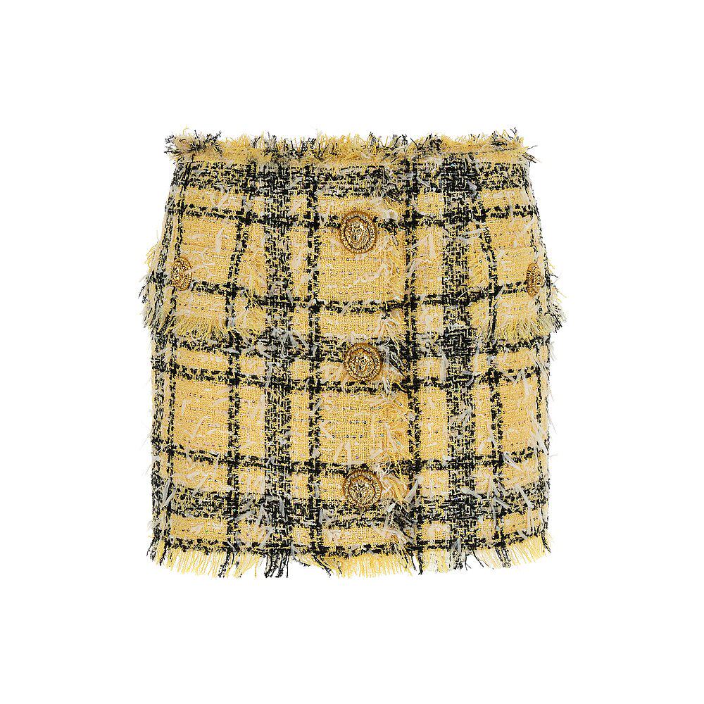 1h可退 潮奢 Balmain 巴尔曼 女士 亮片斜紋軟呢迷你裙 GF1LBB42X - 图2