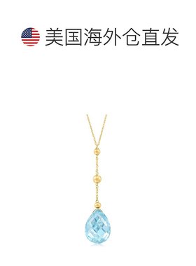 自营Ross-Simons 瑞士蓝托帕石 Y 型项链 14kt 黄金 - 20 英寸 【