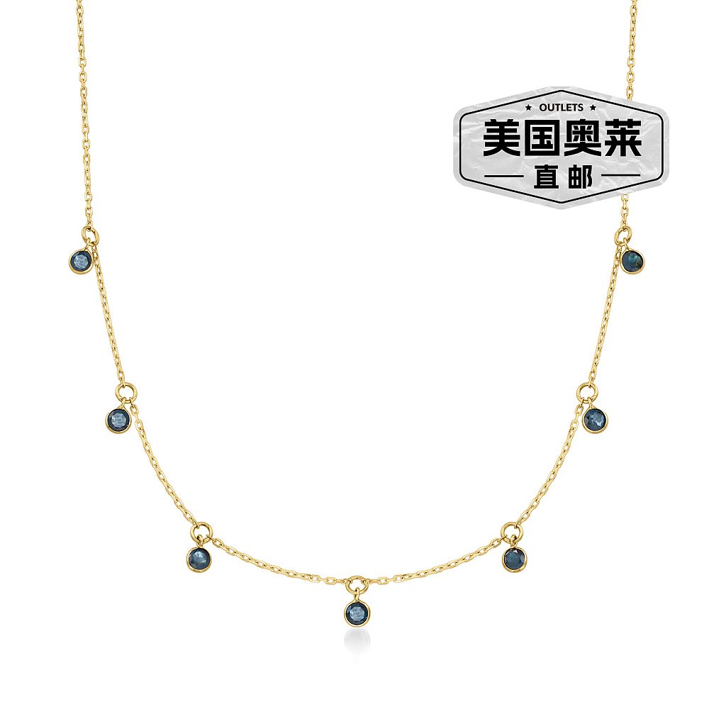 Ross-Simons Bezel-Set Sapphire Station Necklace in 14kt Yell - 图0