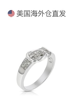 自营 vir jewels 1/6 cttw 0.925 纯银镀铑圆形钻石扣环戒指 - 银
