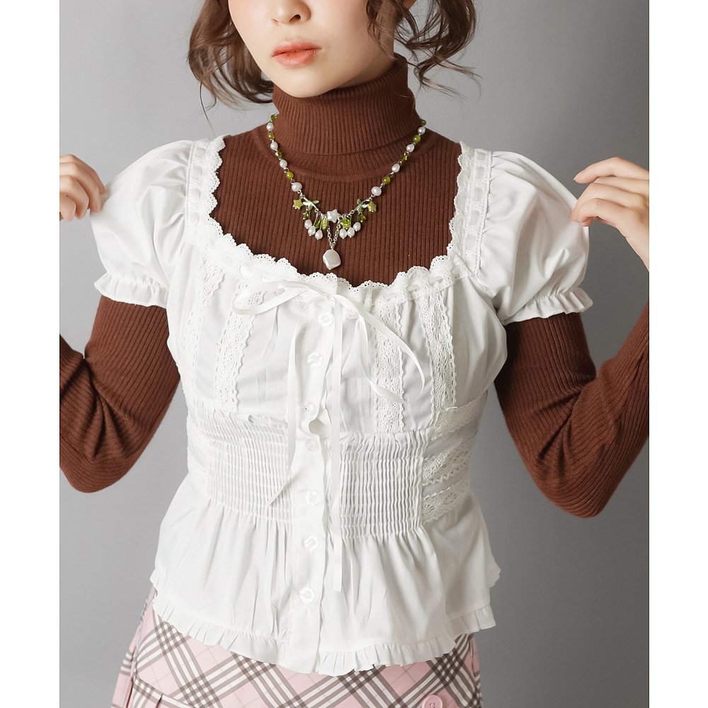 1h可退 日本直邮SPINNS 女装 方领半袖衬衫 蝴蝶结设计 25070403 - 图2