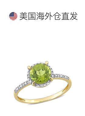 自营 Mimi & Max 1 1/2 克拉 TGW 橄榄石光环戒指，10k 金镶钻 -