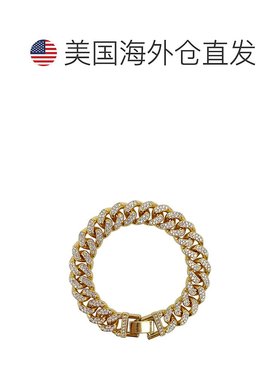 自营 adornia14k 镀金扁平锯齿状 CZ 链式手链 - 金色 美国奥莱直