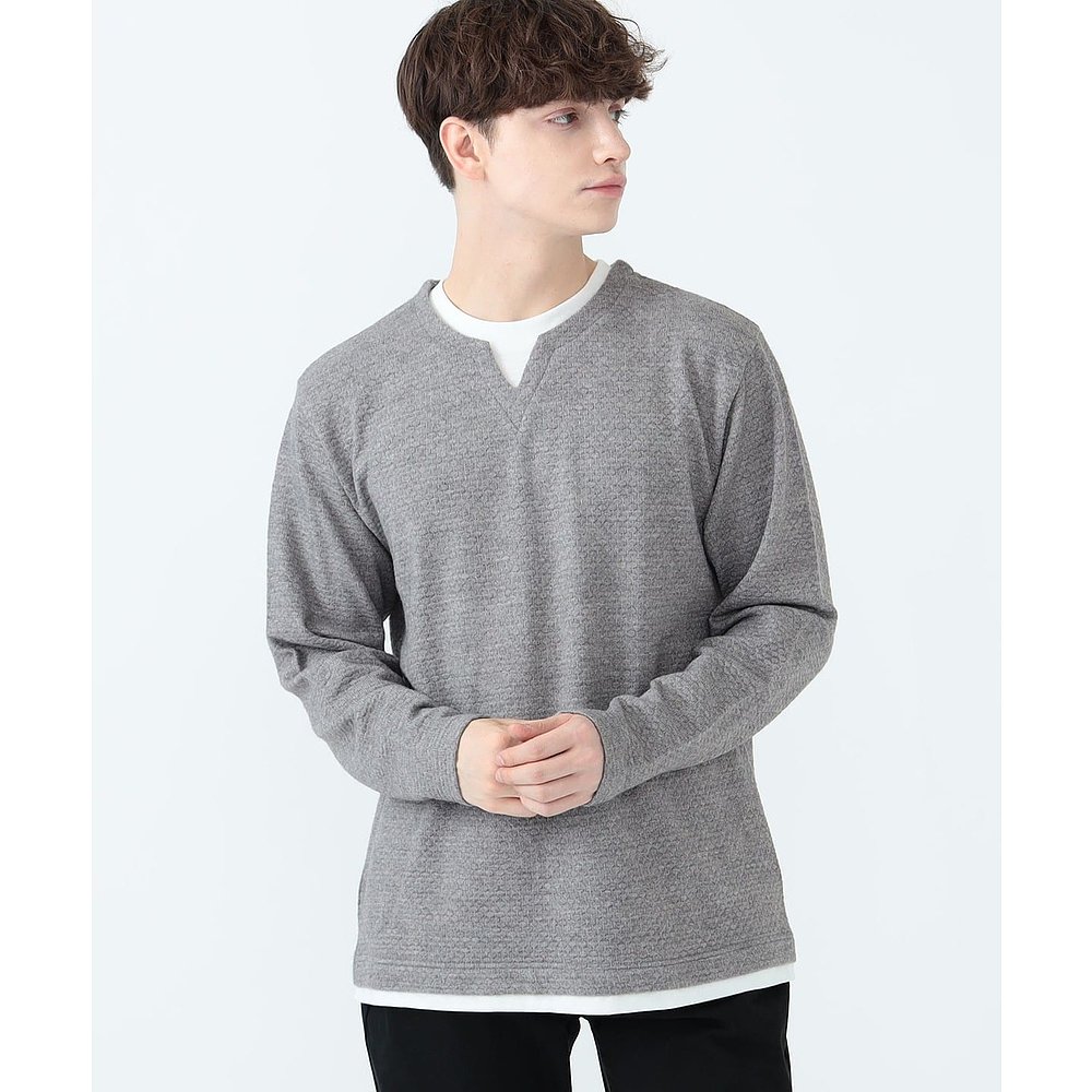 BEAMS HEART 男士立领层叠风针织上衣 42140284639 - 图0