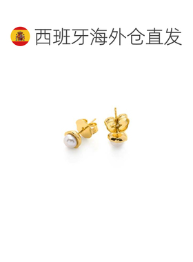 欧洲直邮LUXENTER Oha白色珍珠耳环 18K黄金电镀 西班牙轻奢珠宝