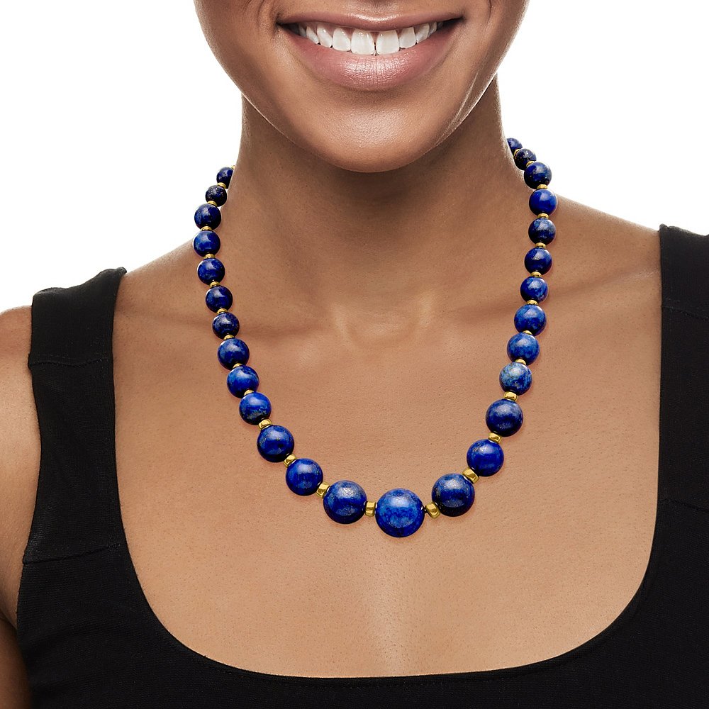 Ross-Simons 6-18mm Graduated Blue Lapis Bead Necklace With 1 - 图2