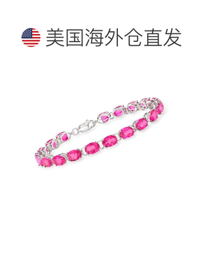 自营925 纯银 Ross-Simons 粉色托帕石网球手链 - 7 英寸 美国奥