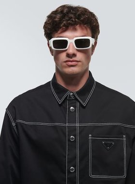潮奢 Prada 普拉达 男士 矩形太阳眼镜 white白色 舒适时尚