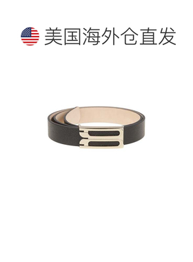 自营victoria beckham富于质感的小牛皮金属扣腰带-黑色 美国奥