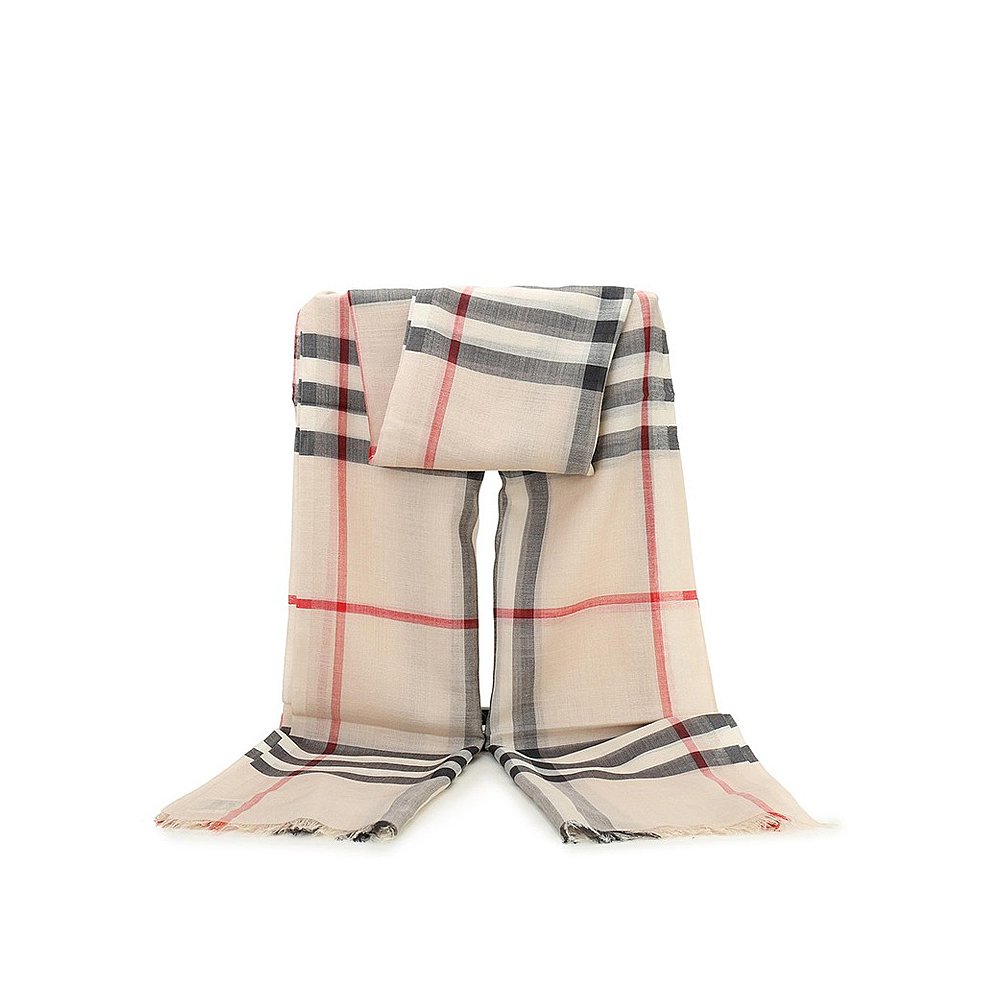 天猫国际海外仓直购香港直邮 Burberry 巴宝莉 中性驼色格纹围巾0