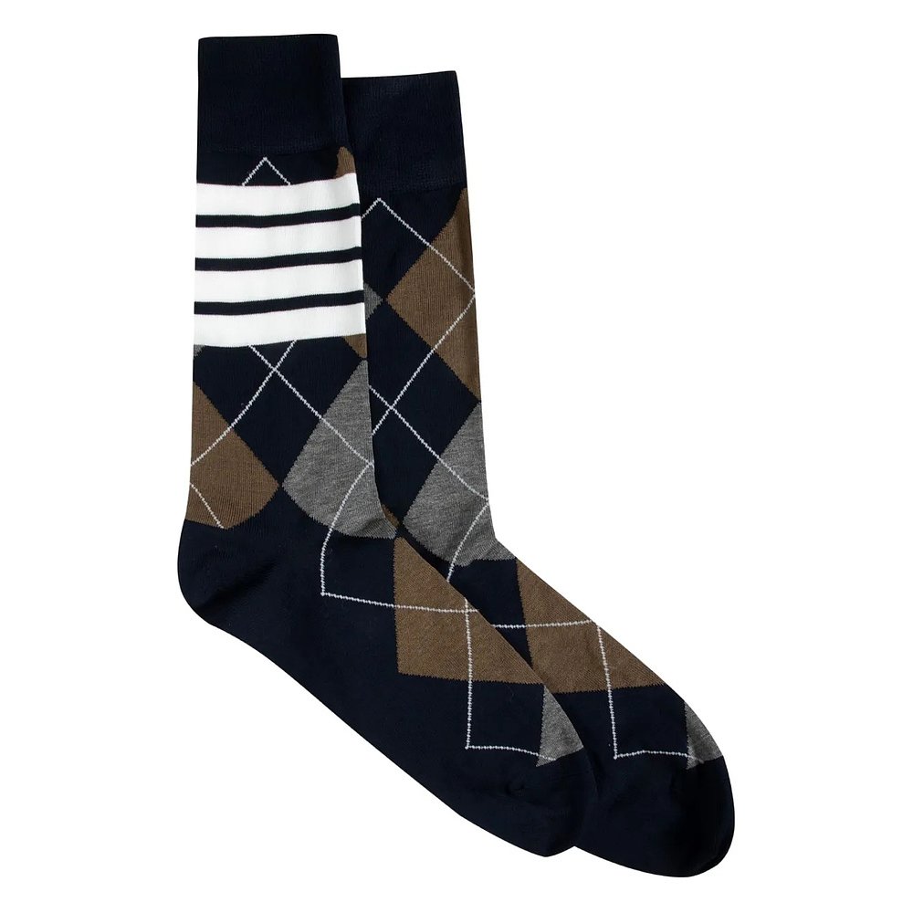 1h可退 THOM BROWNE 男士袜子 MAS205AY3012415 AW2025 深蓝色 - 图2