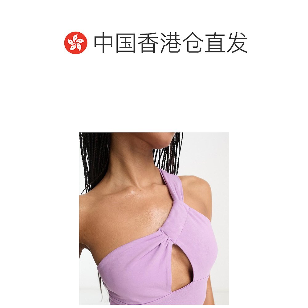 香港直邮潮奢 ASOS 女士设计单肩遮阳前襟装饰结淡紫色上衣 - 图1