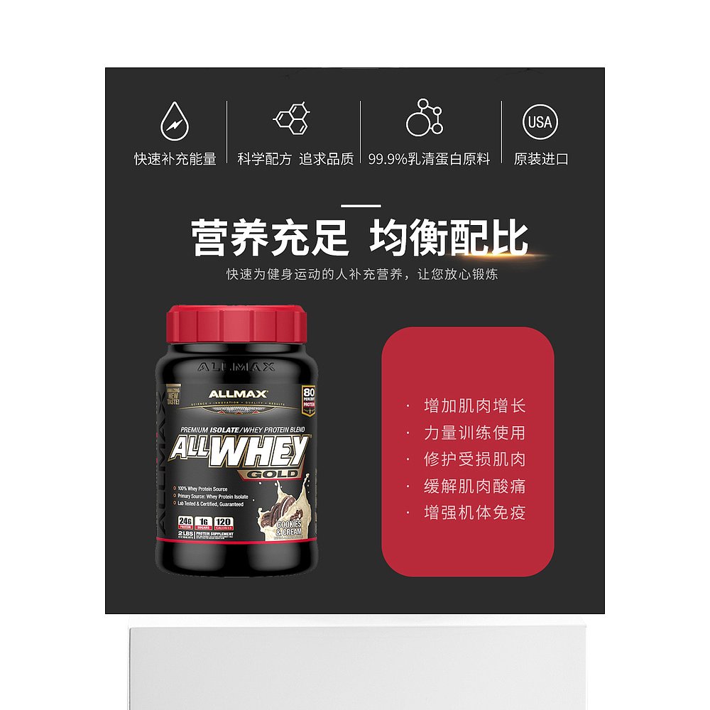 香港直发allmax nutrition优质分离乳清蛋白粉907g - 图3