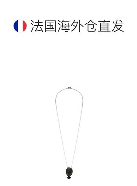 欧洲直邮LOEWE/罗意威 男女同款黑色珐琅饰面气球银链挂坠项链