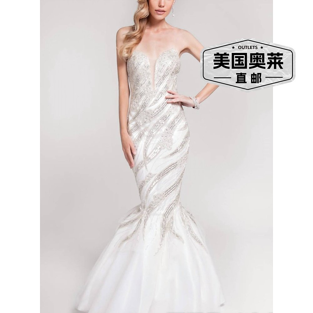 terani coutureSequined Sweetheart Mermaid Gown In Ivory ivor-图0