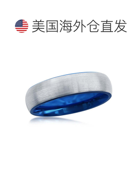 自营blackjackBACKJACK 蓝色 & 银色 6 毫米钨戒指 - 银色 美国奥