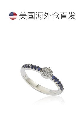 自营 Suzy Levian 蓝白方晶锆石纯银小巧花朵戒指 - 蓝色 美国奥