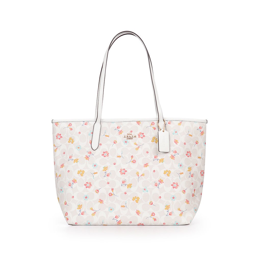 天猫国际海外直购美国直邮COACH 蔻驰新款女士大号托特包PVC配皮大容量单肩手提包0