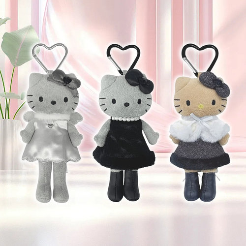 日本直邮正版Sanrio三丽鸥长腿Hello kitty贵妇黑皮天使圣诞挂件 - 图3