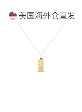 自营sabrina14K Yellow Gold Rectangle Zodiac Sign Necklace -