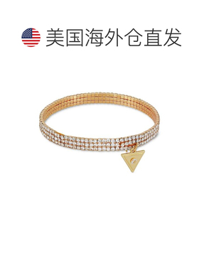 1h可退 【美国直邮】GUESS|金色 V 形标志吊饰水钻弹力手链新款