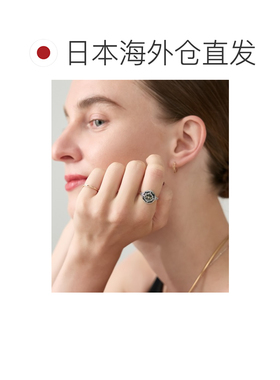 日本直邮agete 阿卡朵 女士 黑贝壳K10银戒指钻石【付后1h可退】