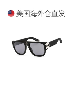 自营Philipp Plein男士55 mm哑光喷砂黑色太阳镜-哑光喷砂黑色 美