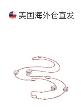 自营 GENEVIVE 纯银镀玫瑰金白色立方氧化锆站项链 - 粉红色 美国