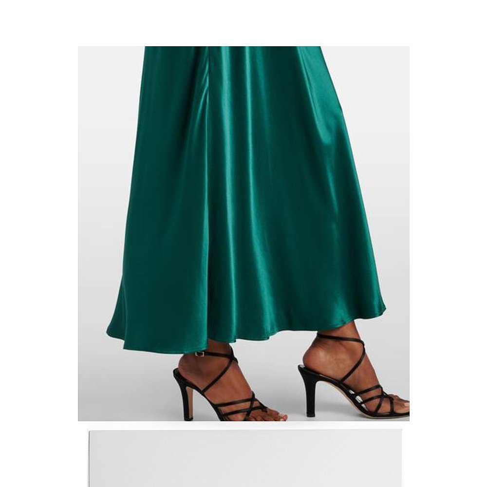 1h可退 香港直邮RIXO 女士 Amari 缎面中长连衣裙 green绿色 舒适 - 图3