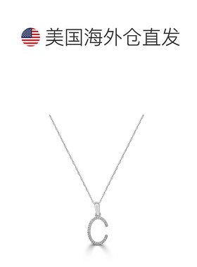 自营 sabrina14k 金和钻石初始项链 - 白色 c 美国奥莱直发字母