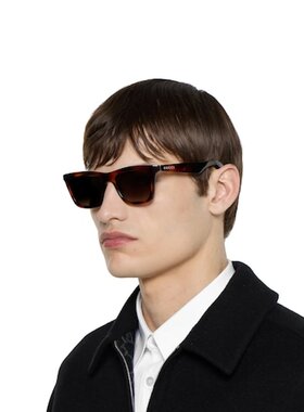 GUCCI 男士眼镜 840018J16912312 AW2025 棕色 矩形框太阳镜