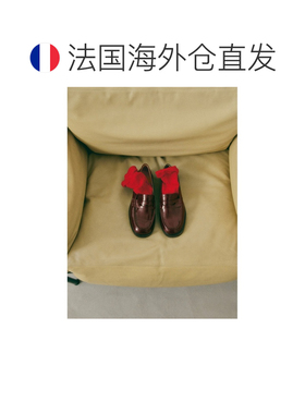 自营欧洲直邮Sezane 女士复古蓝色荷叶边棉质针织袜袜子