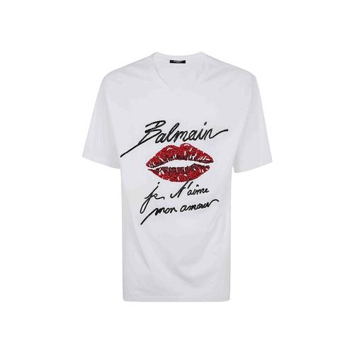 BALMAIN 男士T恤 EH1EH170PC74GQV SS2025 白色 Embroidere T-shi - 图0