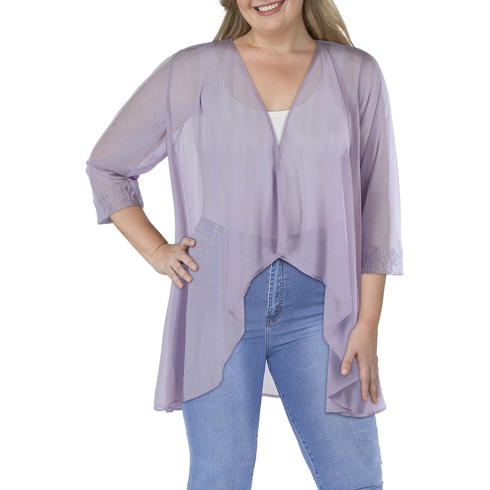 r&m richardsPlus Womens Mesh Sheer Topper Jacket - lilac 【 - 图2