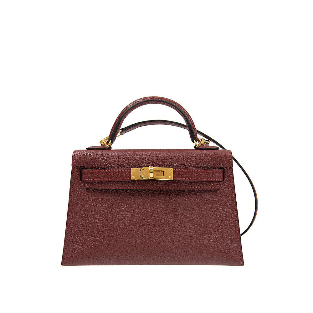 香港直发hermes爱马仕女士单肩包深红色拉链皮质质感百搭气质
